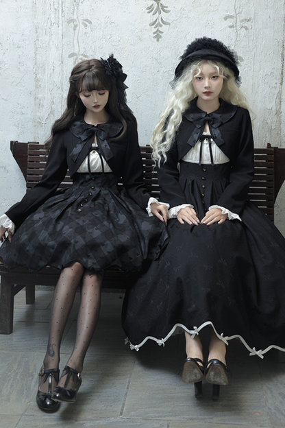 Silent Manner Dark Lolita Princess Jumperskirt + Ribbon Collar Ruffle Jacket