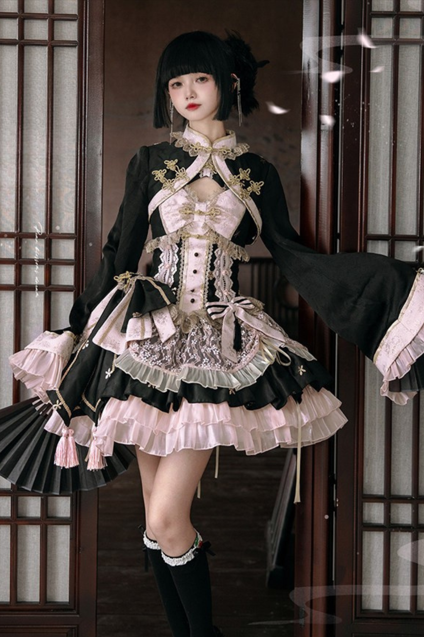 Chinese Sweet Jumper Skirt + Shawl