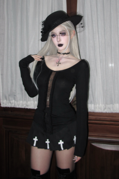ゴシッククロスニットトップス