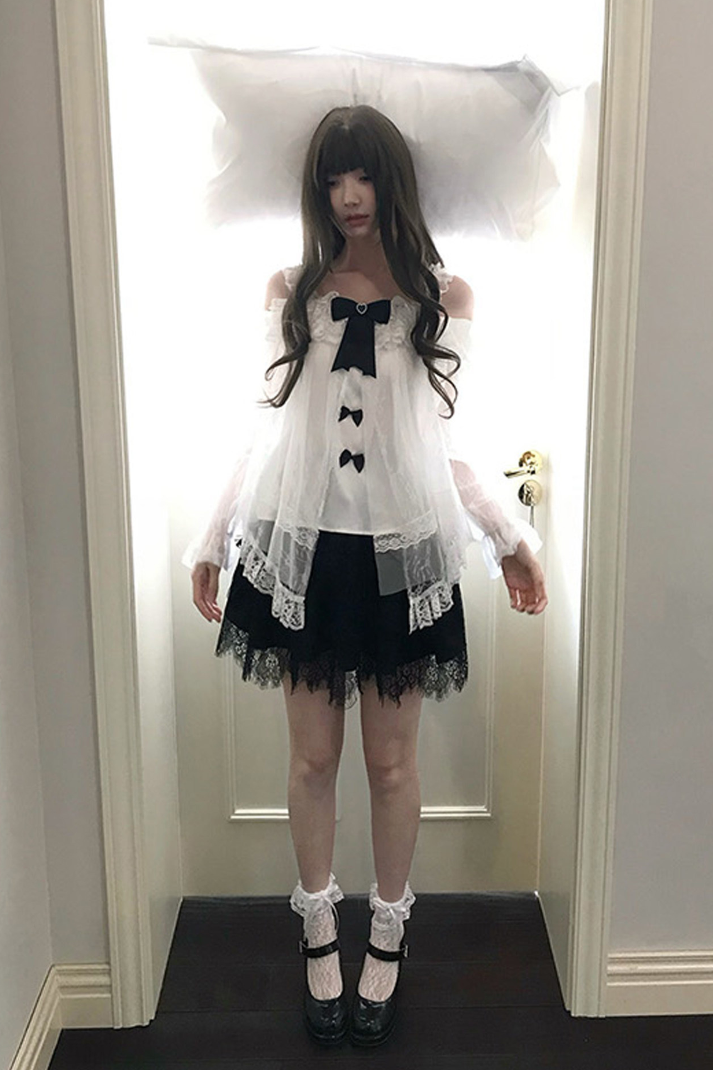 リボンシフォントップス+スカート