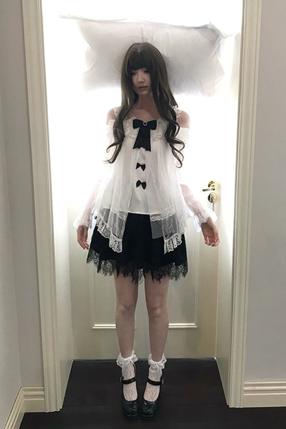 リボンシフォントップス+スカート