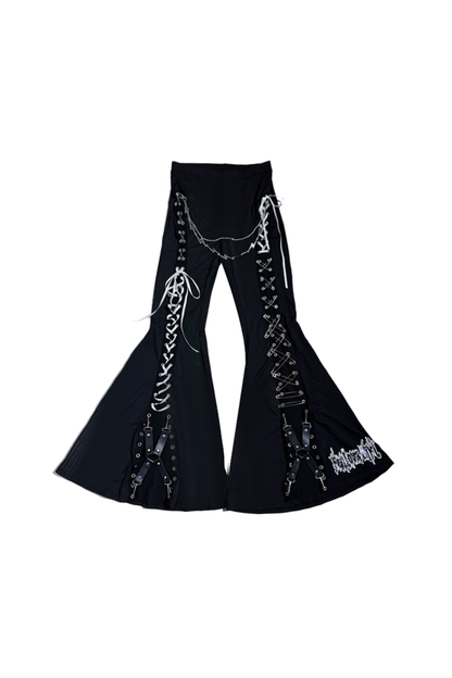 ストラップカットアウトフレアパンツ+ベルト