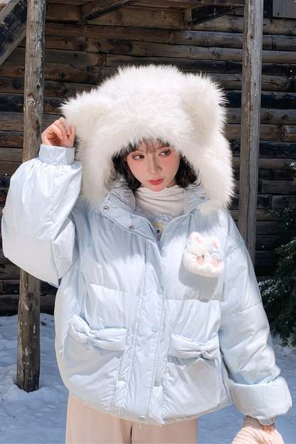 ファーキャットフードダウンジャケット