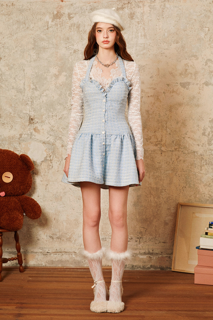 Ice Blue Tweed Camisole Dress