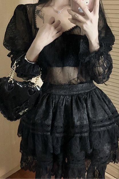 レーススクエアカラーロリータインナートップス