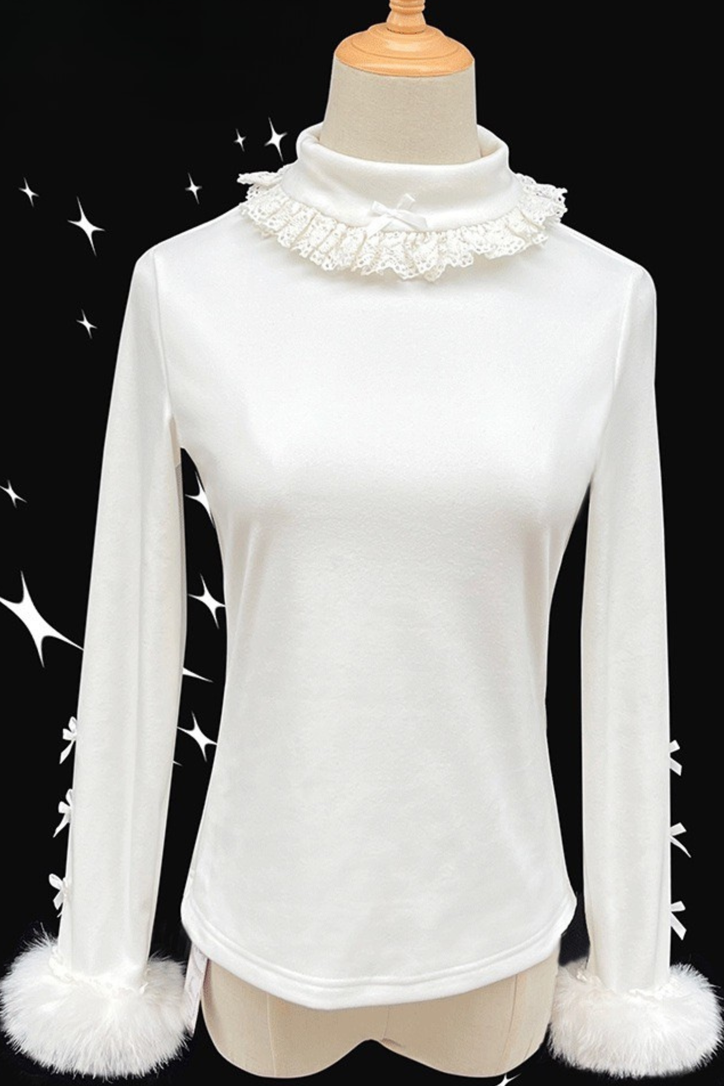 リボンタートルネックロリータトップス