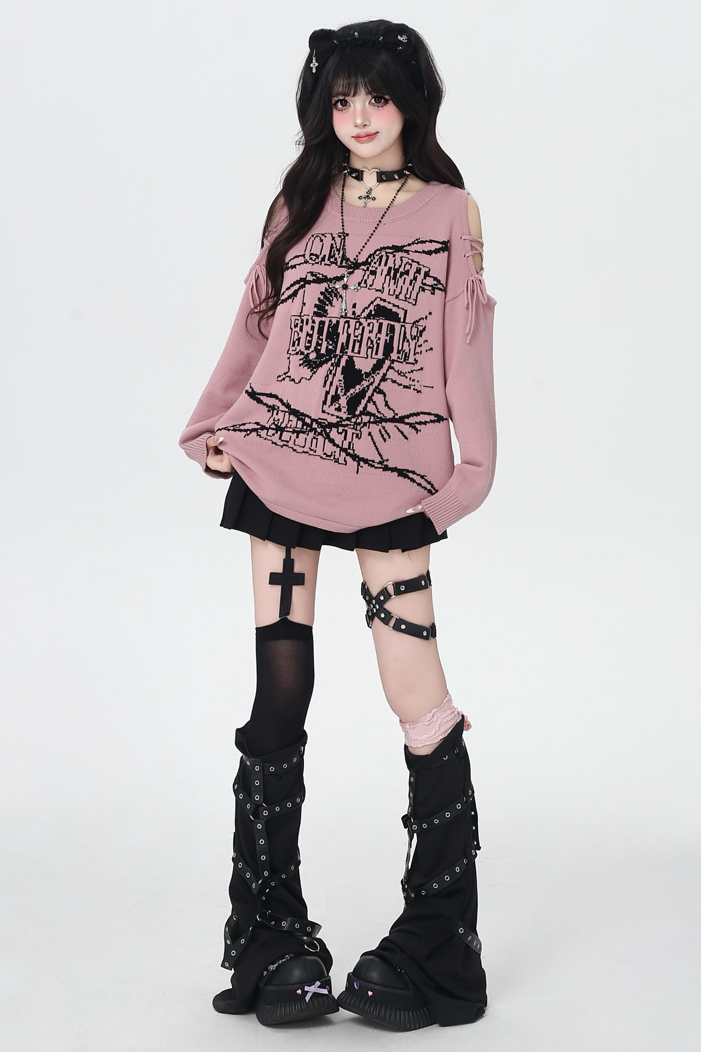 サブカルチャーロックガールルーズトップス