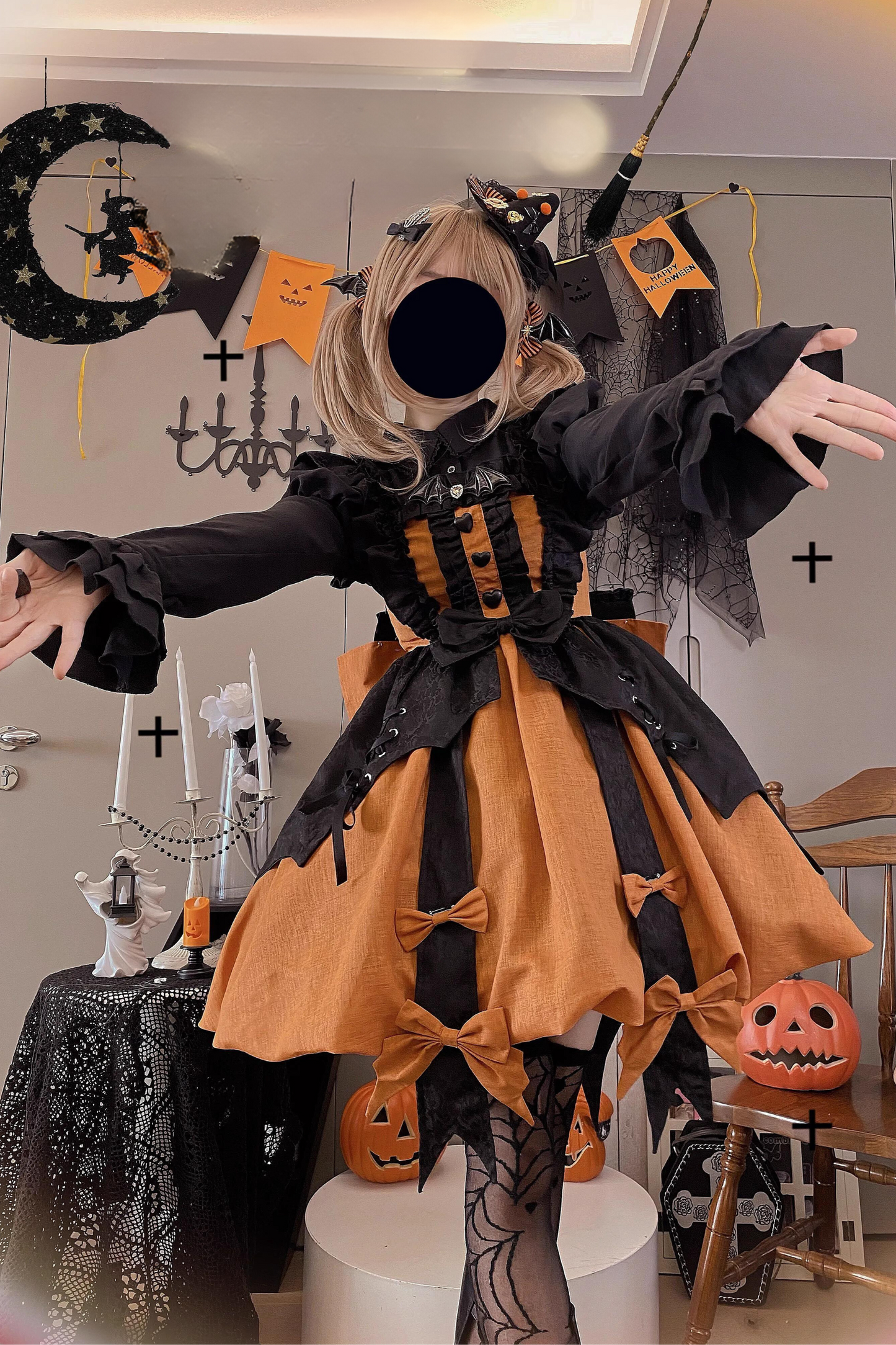 [Reservation deadline on October 5] Little Witch Halloween Bud Dress Set + Witch Hat