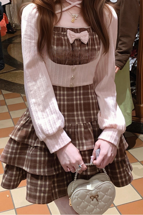 Strawberry Ribbon Check Dress