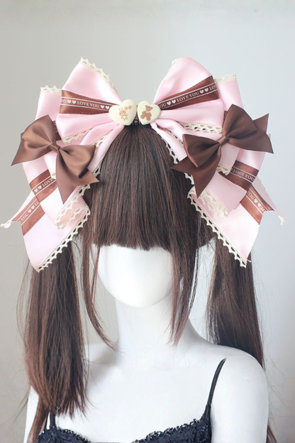 チョコレートバイカラービッグリボンカチューシャ