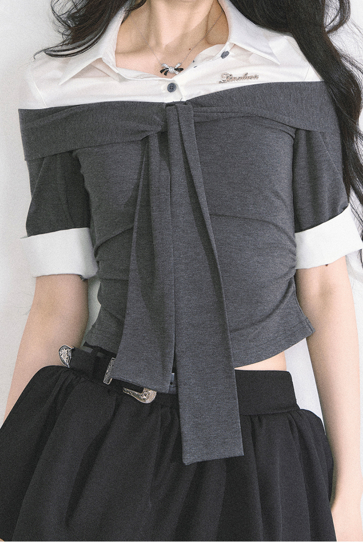 フレンチレディーウエストスリミングショートトップス