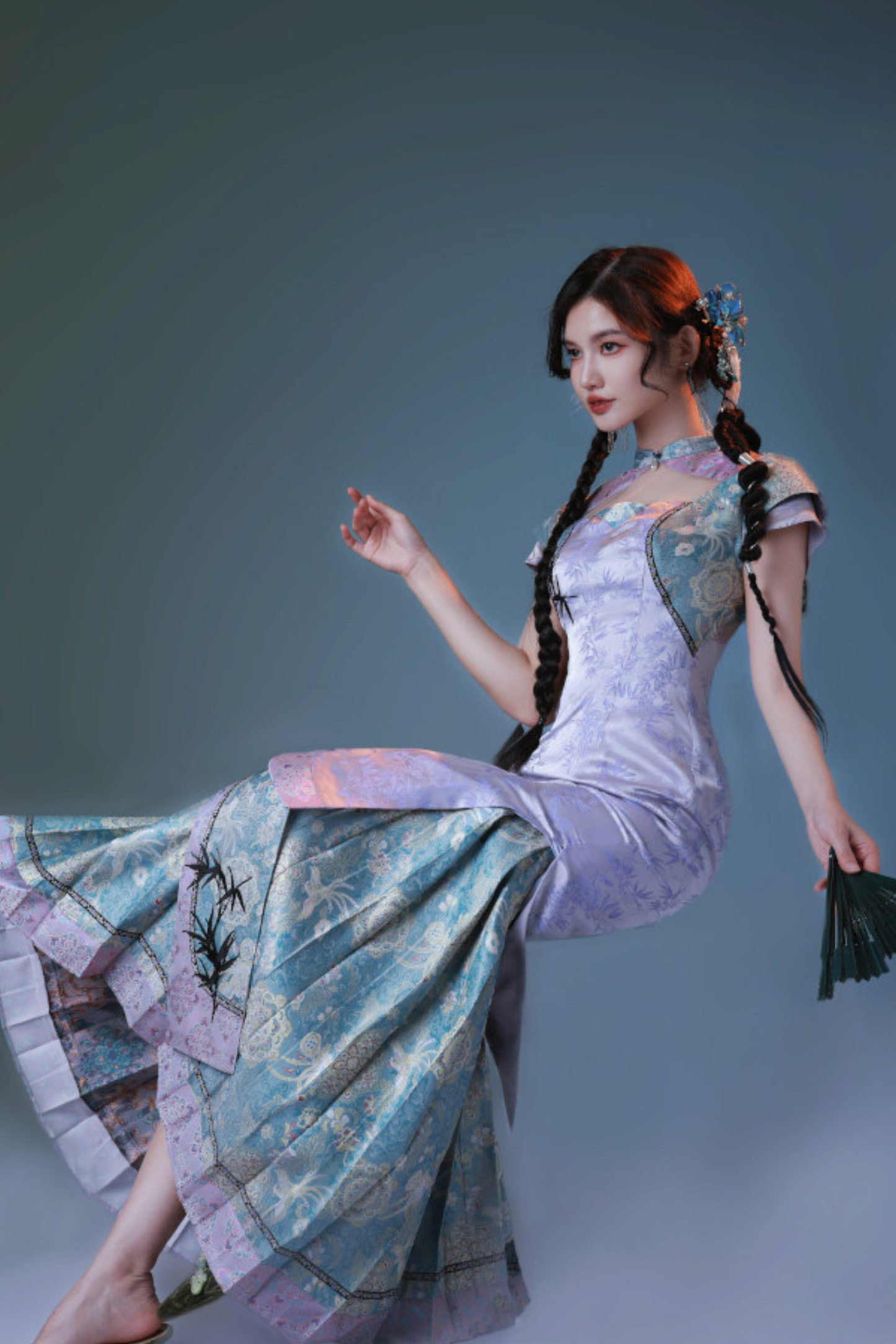 ジャカードレトロタイトプリーツドレス