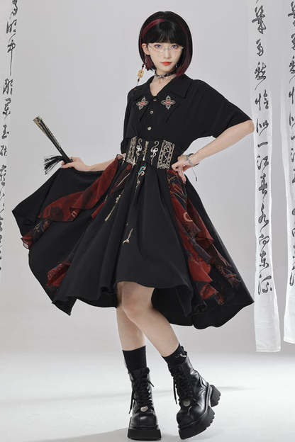 チャイナエンブロイダリードレス+ベルト+ガードル