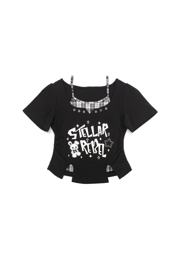 Y2K Crop Top + Plaid Skirt