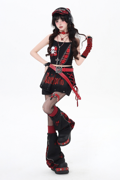 サブカルチャーショートデニムスカート