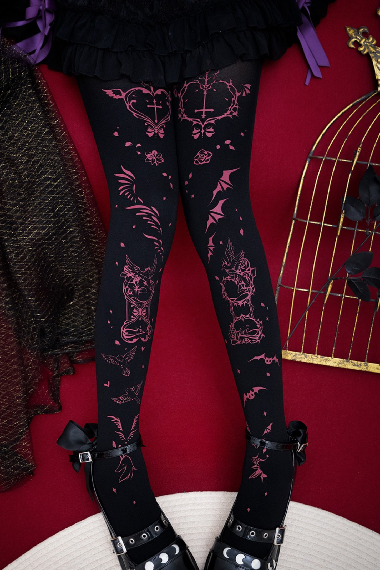 Gothic Cross Heart Socks x Tights