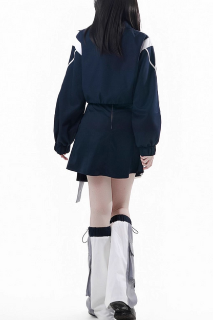 サブカルカーゴショートコート+ジャンパースカート+スカート +レッグウォーマー