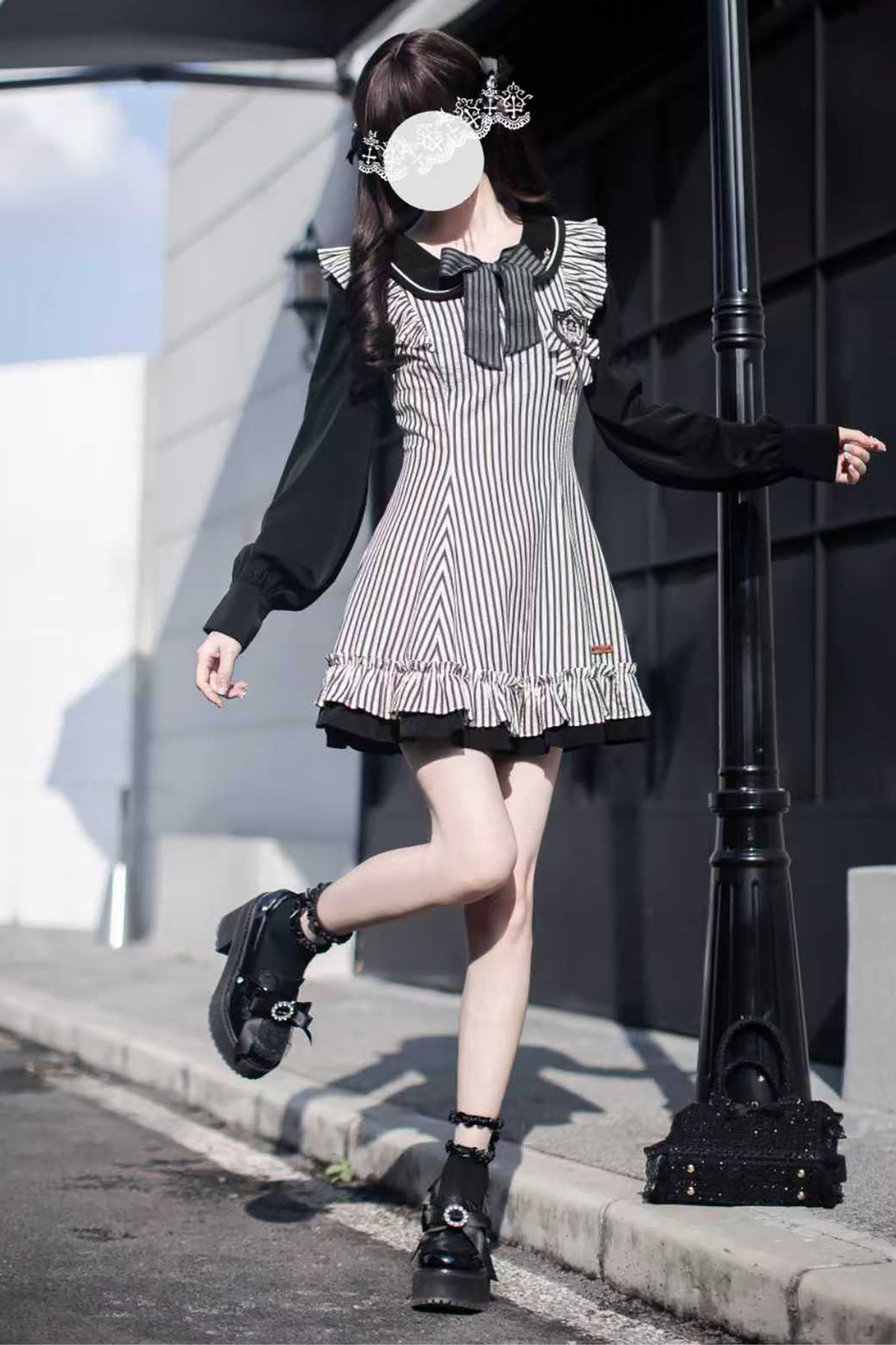 ストライプドールフレアドレス