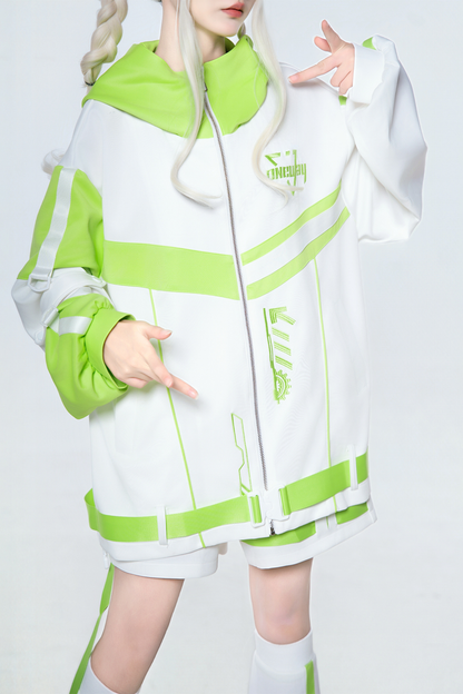 サイバーサブカルジャージジャケット+ショートパンツ+レッグカバー