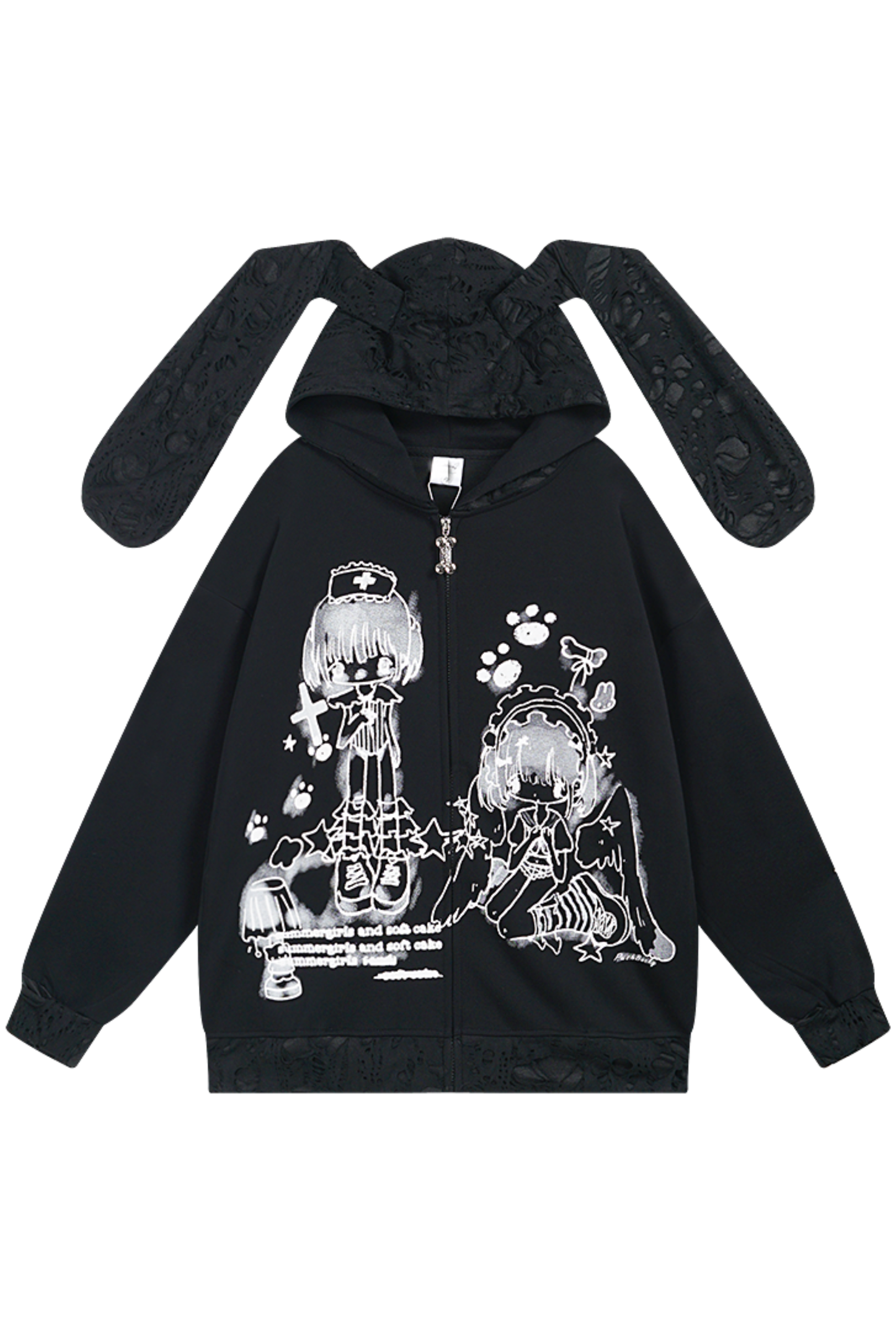 レースフードメディカルガールイラストパーカー