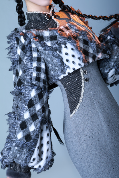 체크 디자인 모드 차이나 드레스