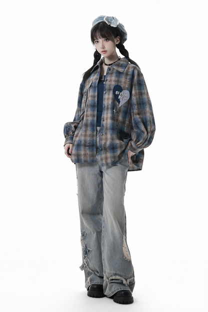 Check Loose Shirt + Tank Top