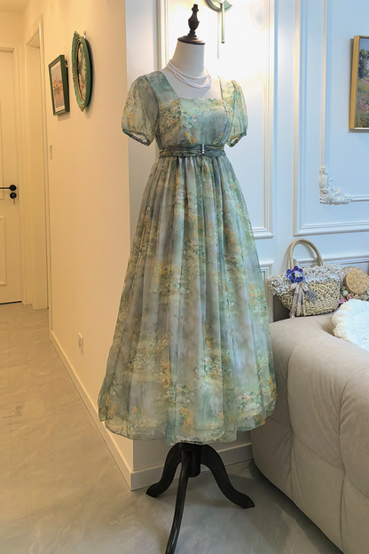 マーブルアートハイウエストマークロリータドレス