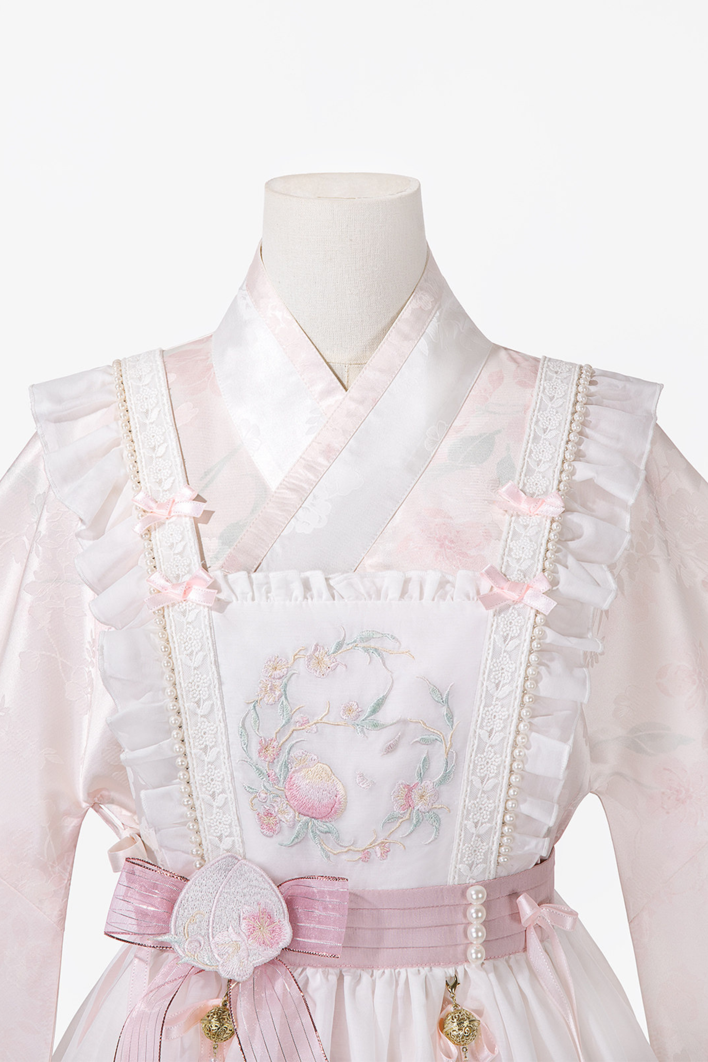 レトロホワイトピーチペチドレスセット