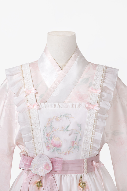 レトロホワイトピーチペチドレスセット