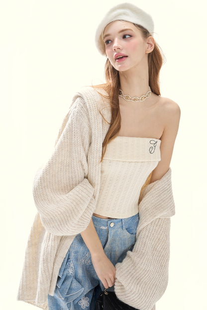 ロゴインナースリムニットトップス