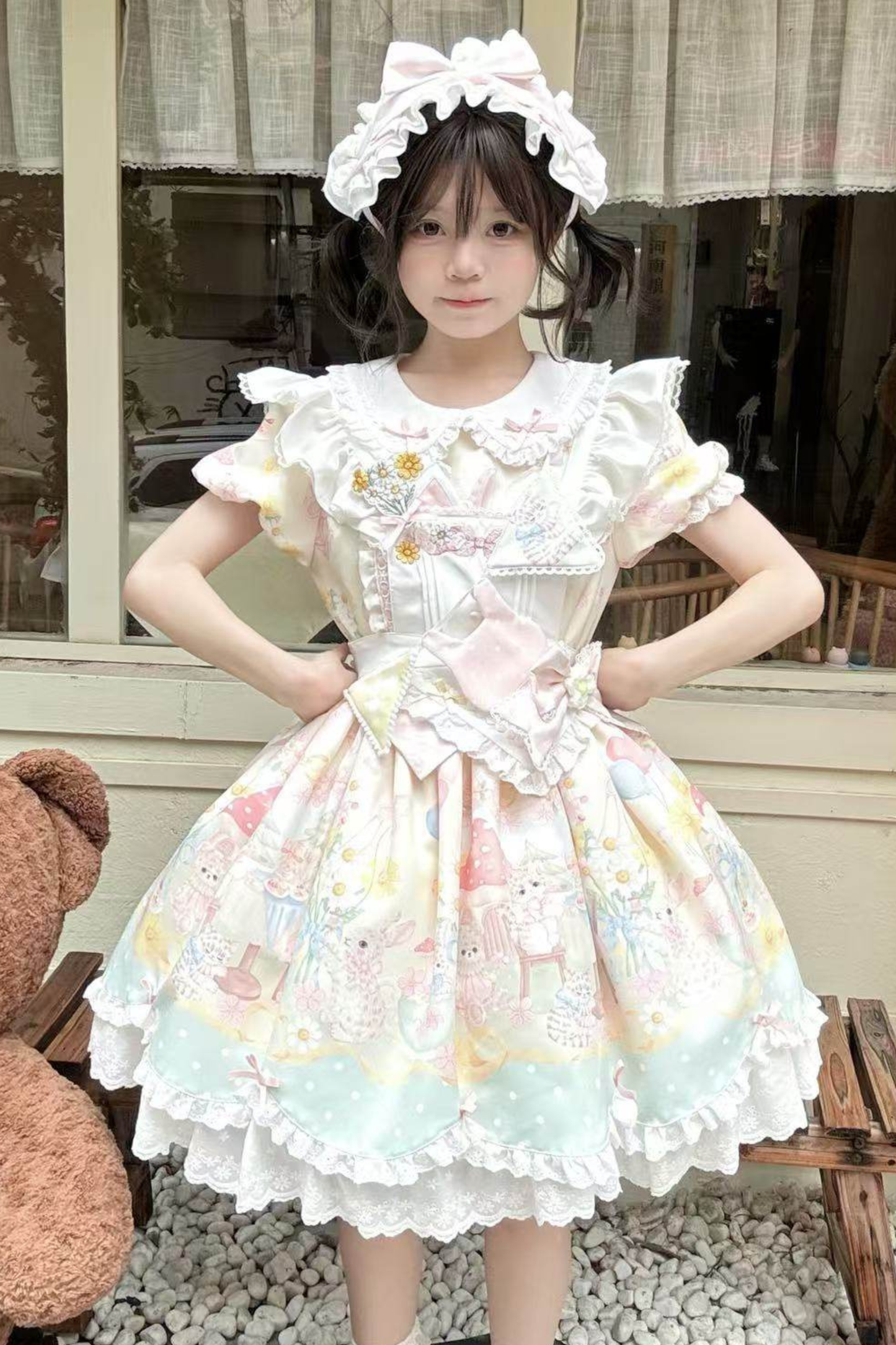 Pastel Angel Doll Lolita Dress + Headband + Ribbon