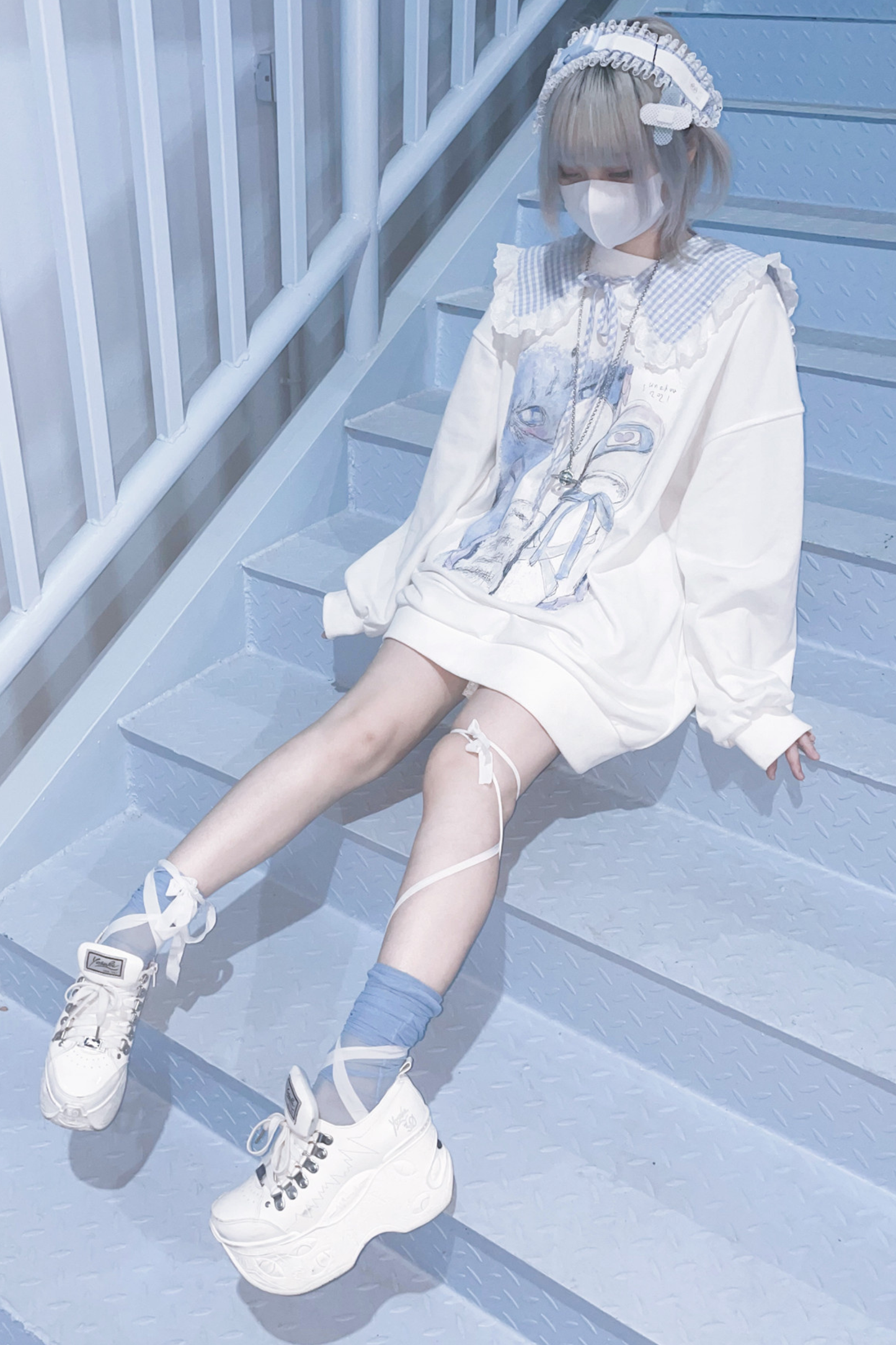 【天使界隈】ホワイトバードアクアルーズスウェットワンピース