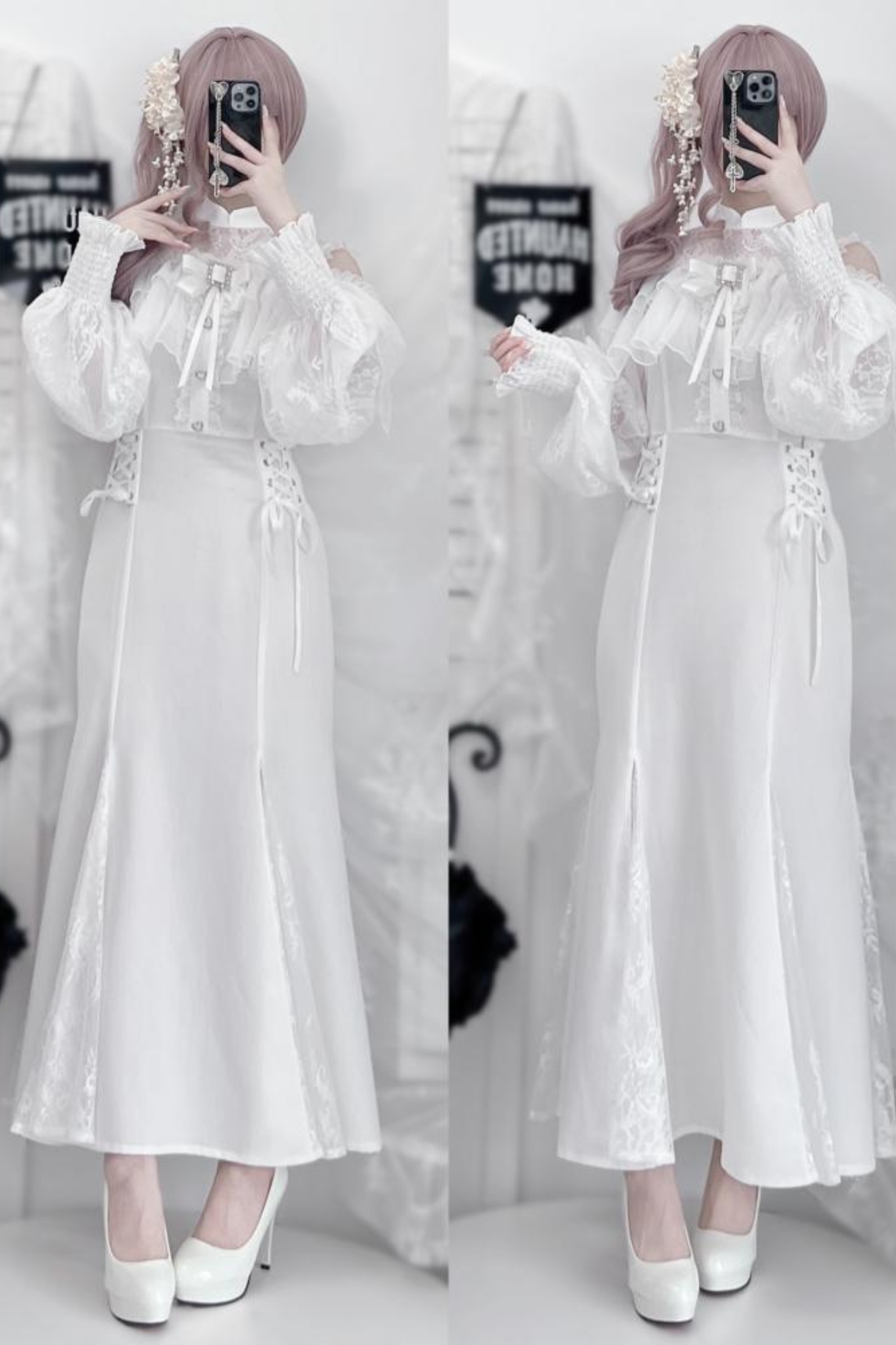 マーメイドロングガーゼスカートドレス