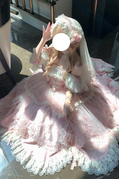 スイートプリンセスドレス+トレーン+ ベール +アクセサリー