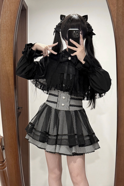 レースケープツーピーススカート+レースシャツ