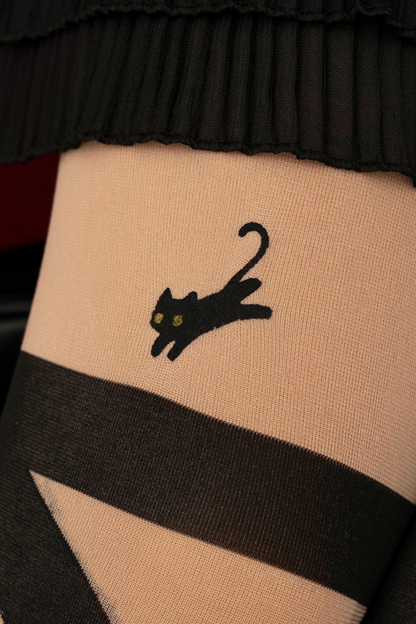 Black Cat Cross Design Tights