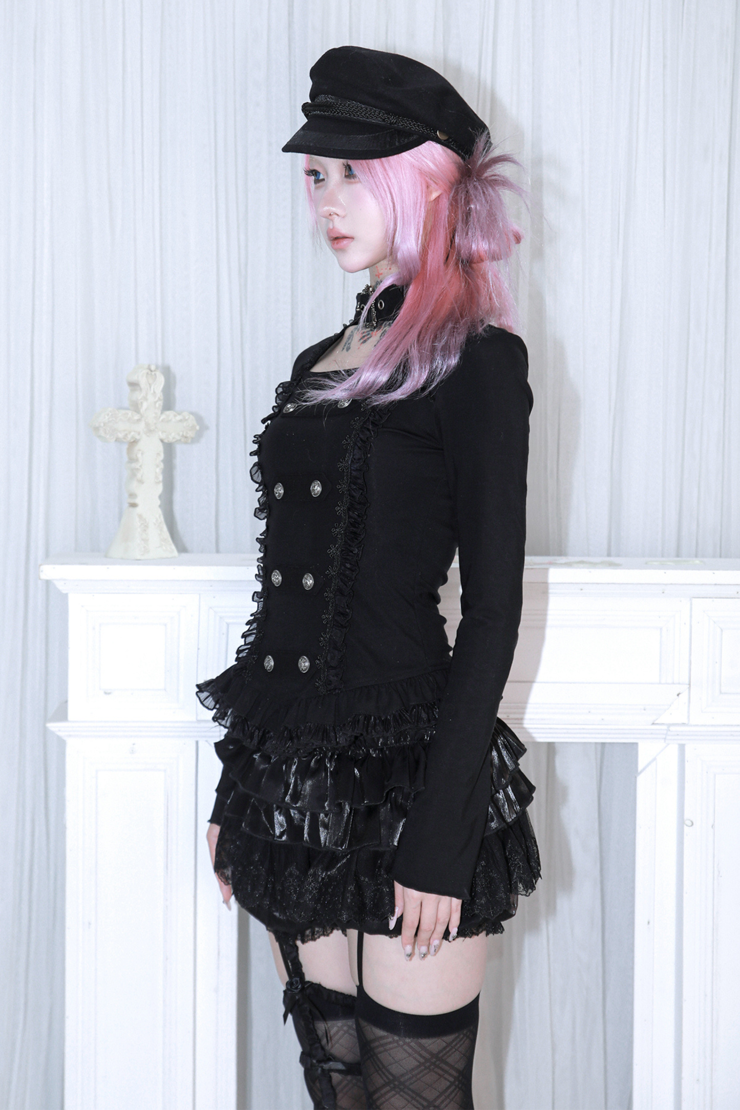 ホルターネックダブルブレストトップス