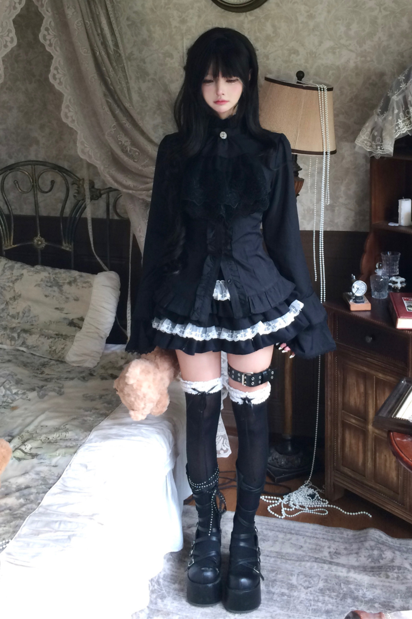 Gothic Elegant Shirt + Skirt