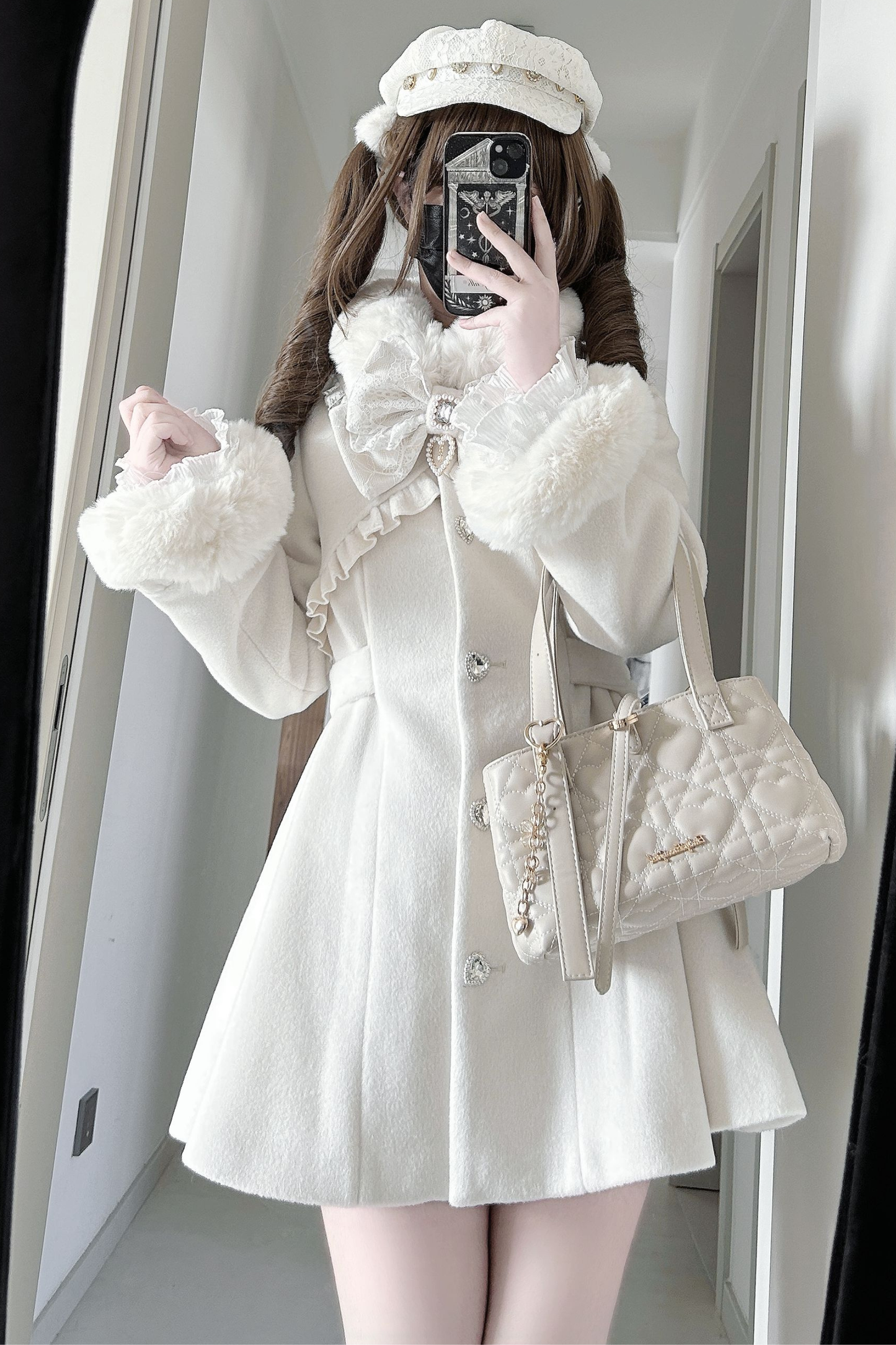 リボンウエストマークフレアコート