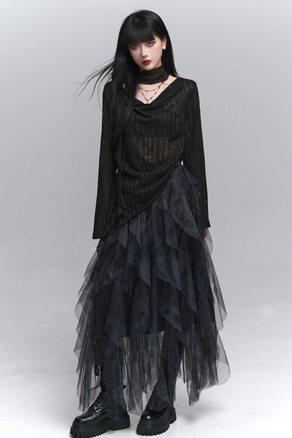 スイングネックカットアウトトップス