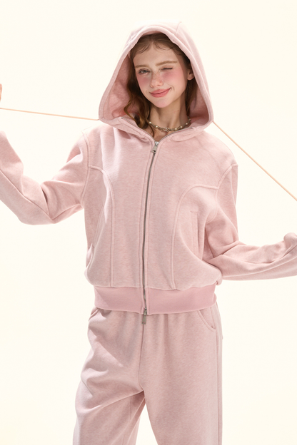 カジュアルフードパーカー+ルーズパンツ