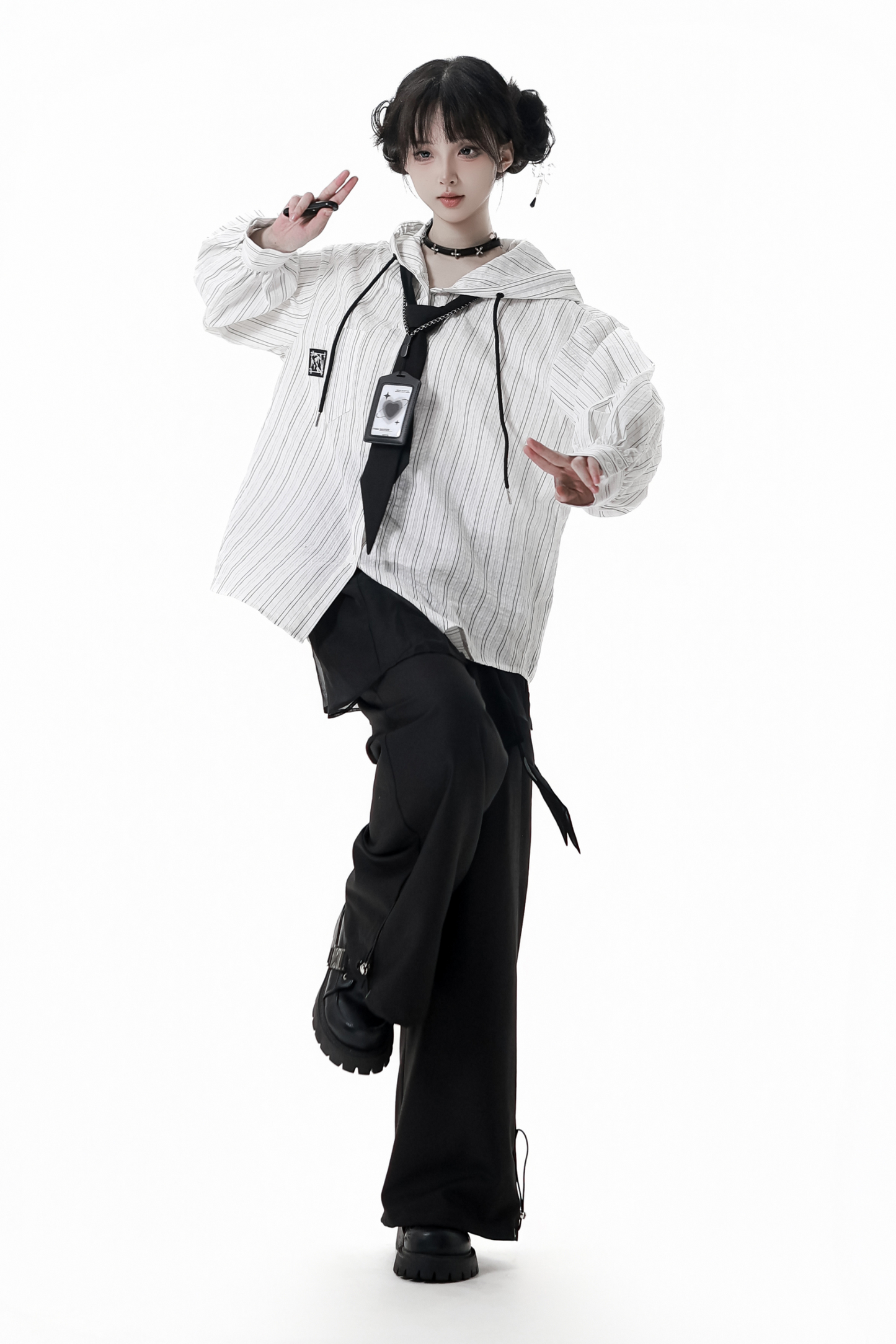 ストライプカップルガールフレンドチャイナセットアップ