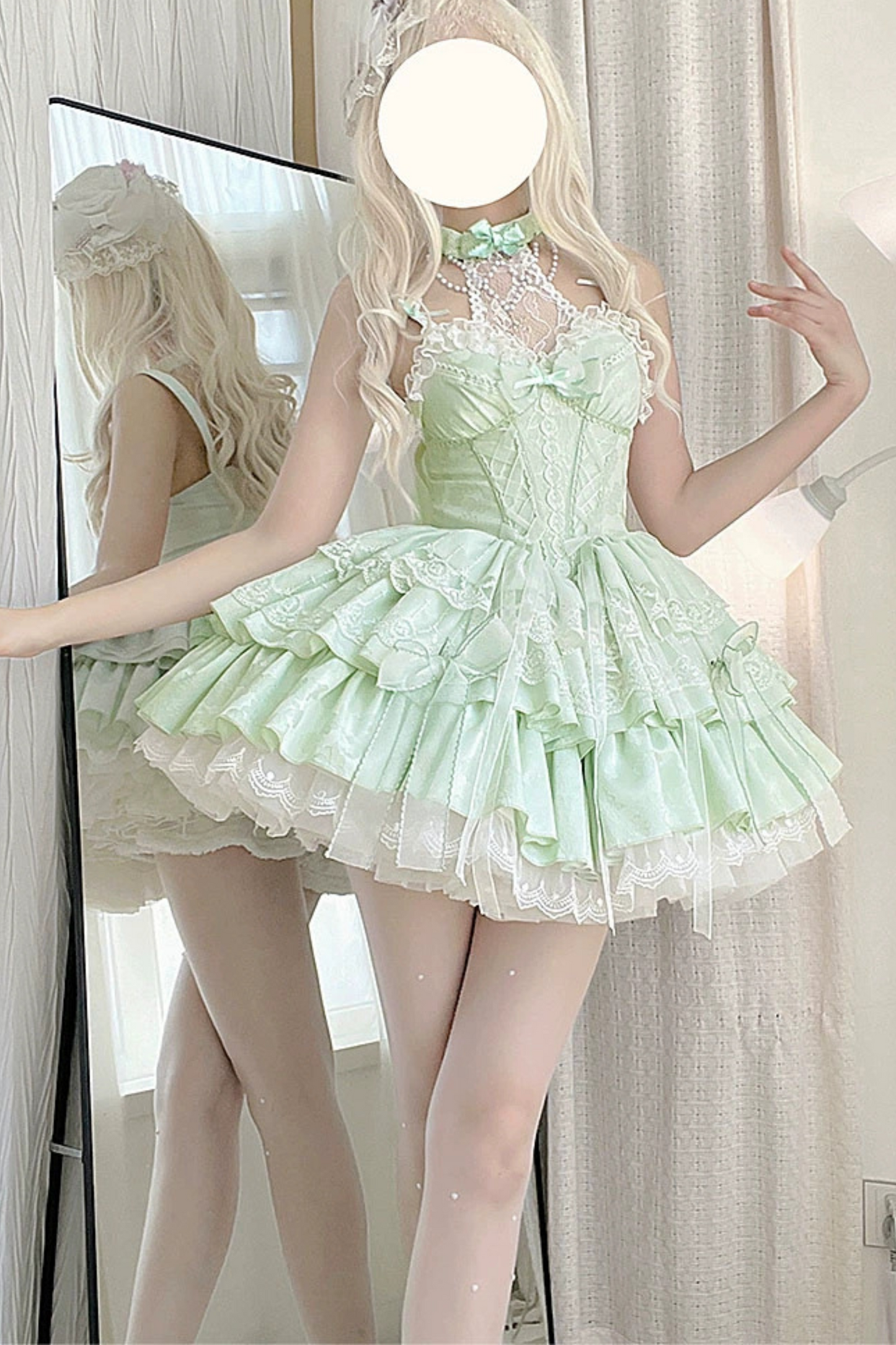 ポリールーバレエフランネルレースリボンロリータドレス