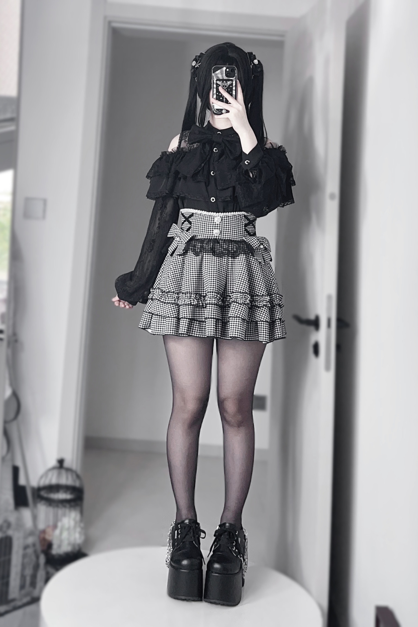 ダークキュートティアードスカート