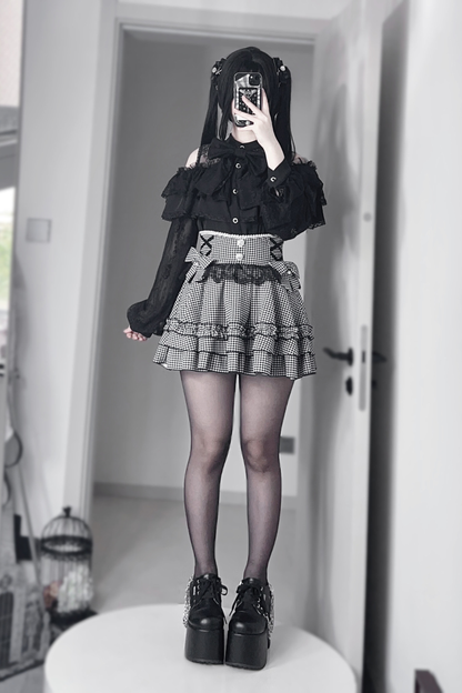 ダークキュートティアードスカート