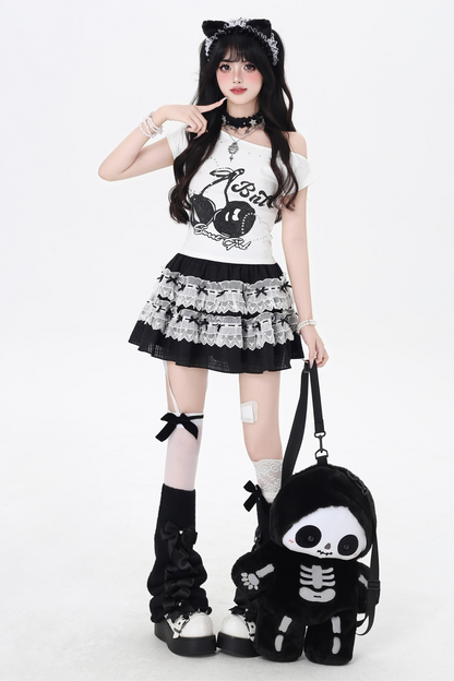 レース地雷デザインケーキスカート