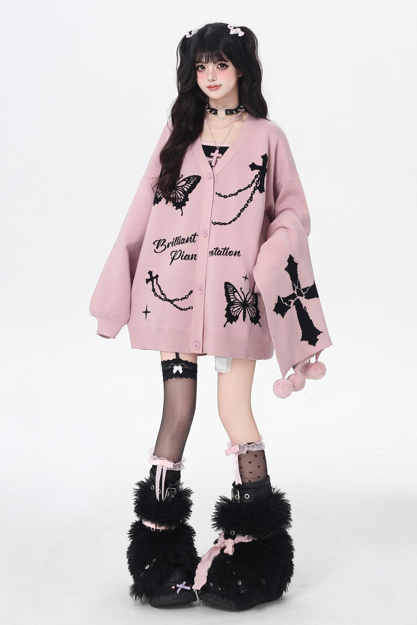 バタフライルーズデザインセーターカーディガン