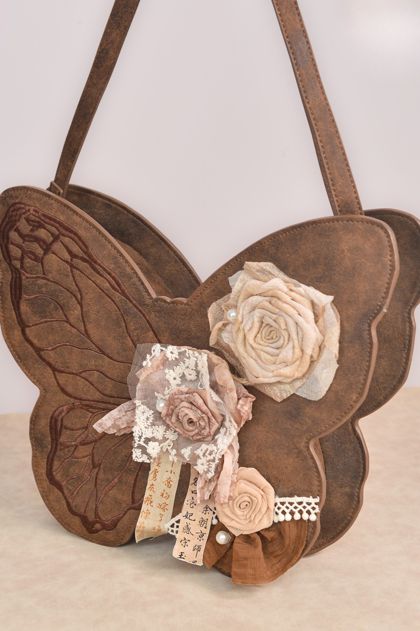 レトロブラウンバタフライワンショルダーバッグ