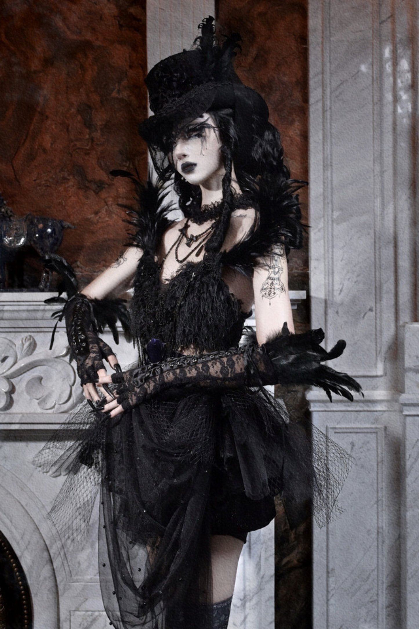 Gothic Gorgeous Glitter Tulle Top