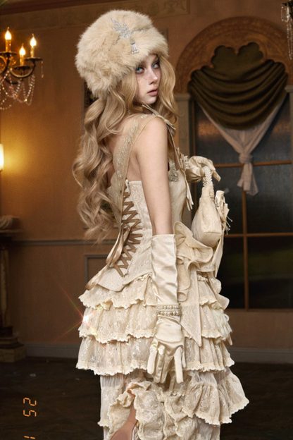 ナイトパーティーゴシックリボントップス+リボン+ブローチ+ハット